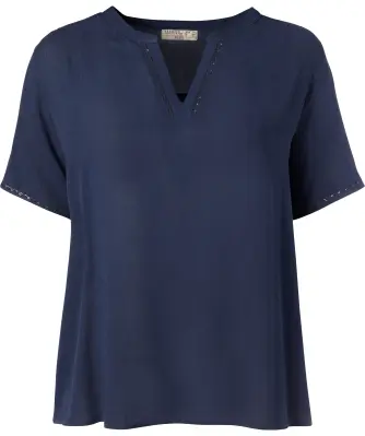 Blouse met korte mouwen in donkerblauw
