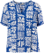 Kurzarm Viskosebluse blau/weiß