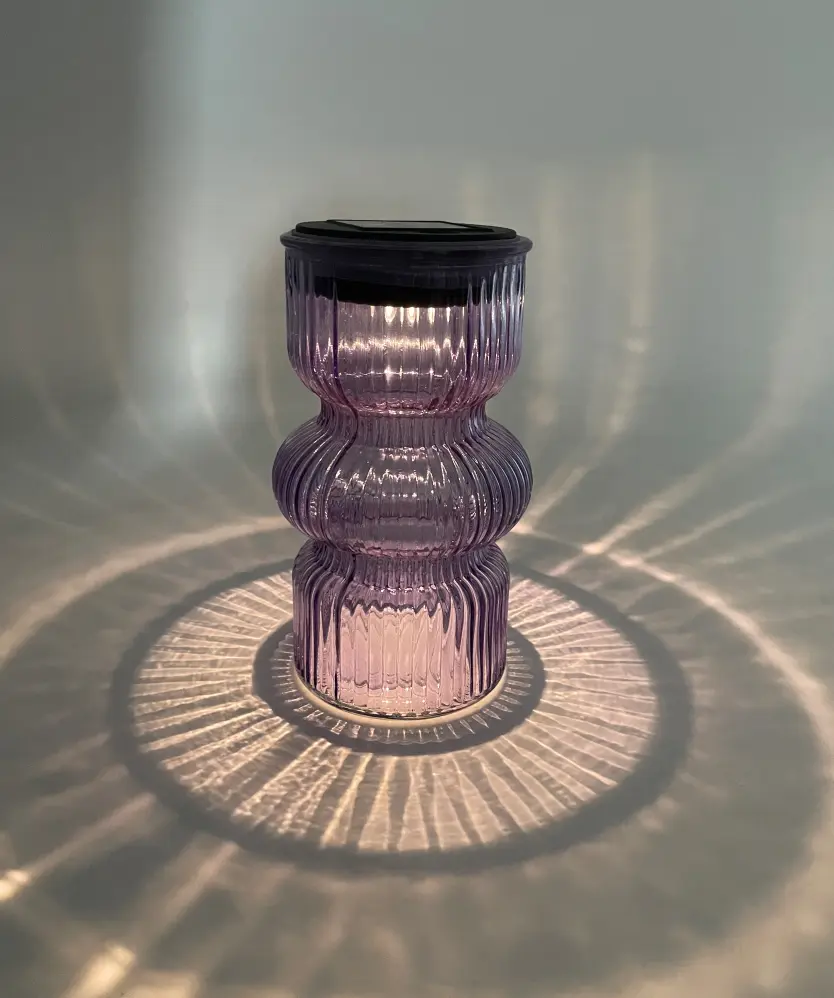 Solarleuchte aus Glas, lila