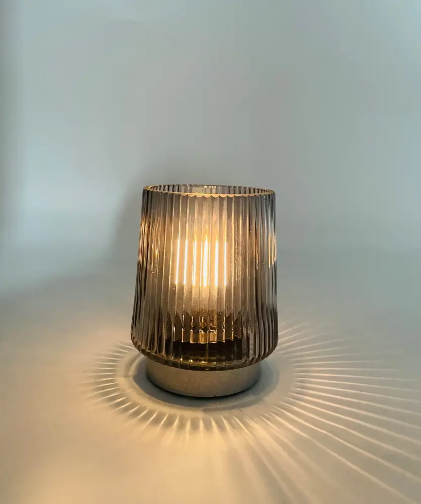 Solarleuchte aus Glas, silber