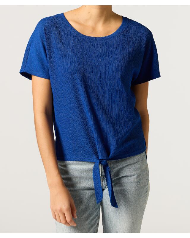 T-shirt à détail noué femme, bleu (KiK T-Shirt mit Knotendetail (blau)) — KiK, produit allemand authentique au Maroc