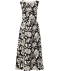 Kleid ärmellos gemustert schwarz/beige