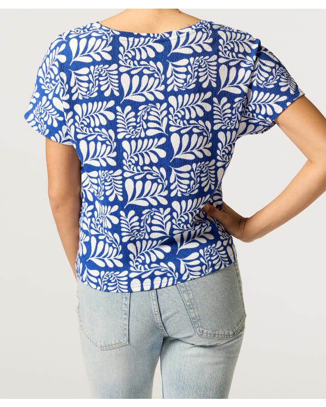 T-shirt with knot detail for women, blue printed (KiK T-Shirt mit Knotendetail (blau bedruckt)) — KiK, authentic German product in Morocco