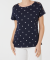 Gepunktetes T-Shirt dunkelblau bedruckt
