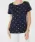 Koszulka w kropki ciemnoniebieski z nadrukiem