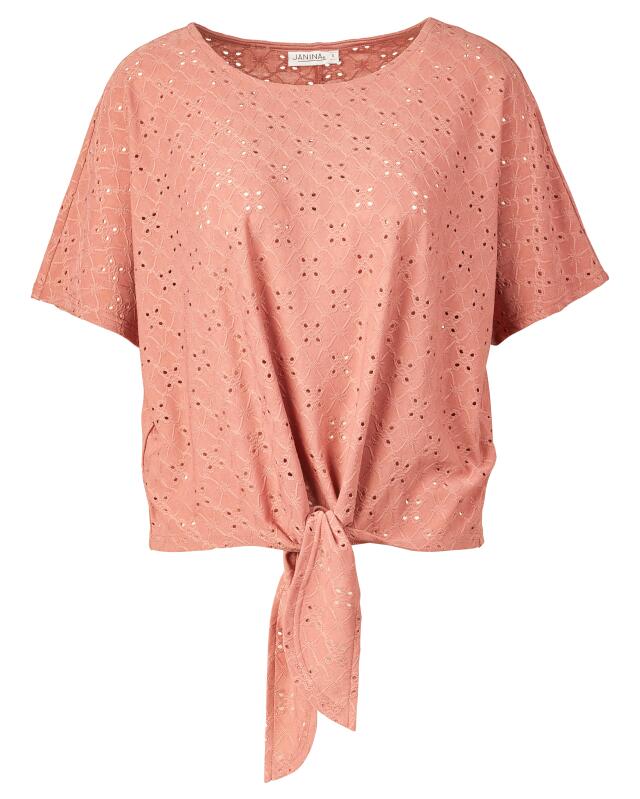 T-shirt à motif ajouré femme, rose foncé (KiK T-Shirt mit Lochmuster (dunkelrosa)) — KiK, produit allemand authentique au Maroc
