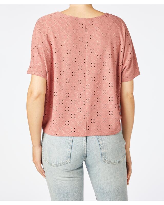 T-shirt à motif ajouré femme, rose foncé (KiK T-Shirt mit Lochmuster (dunkelrosa)) — KiK, produit allemand authentique au Maroc
