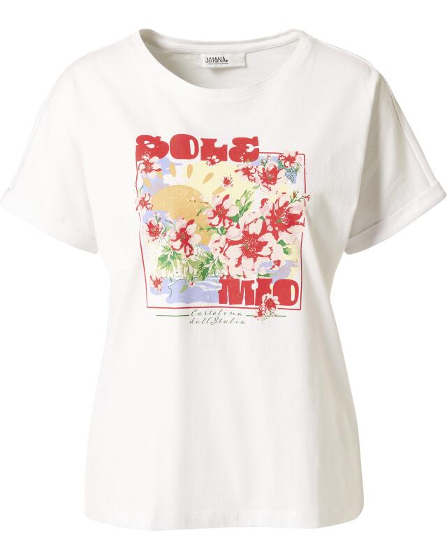 T-shirt à imprimé estival femme, blanc (KiK T-Shirt mit sommerlichem Print (weiß)) — KiK, produit allemand authentique au Maroc