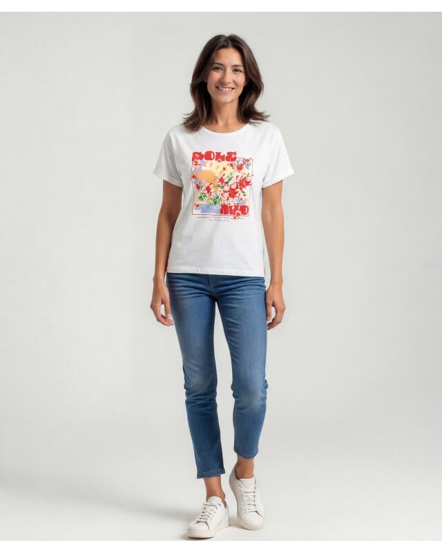 T-shirt à imprimé estival femme, blanc (KiK T-Shirt mit sommerlichem Print (weiß)) — KiK, produit allemand authentique au Maroc