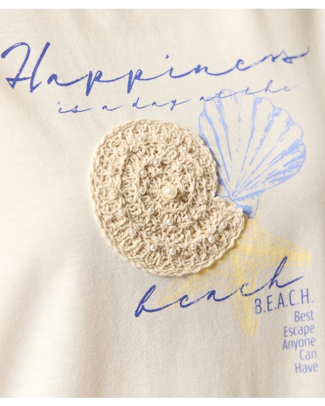 تيشيرت بطبعة صدفة للنساء، أبيض (KiK T-Shirt mit Muschel-Print (weiß)) — KiK, منتج ألماني أصلي في المغرب
