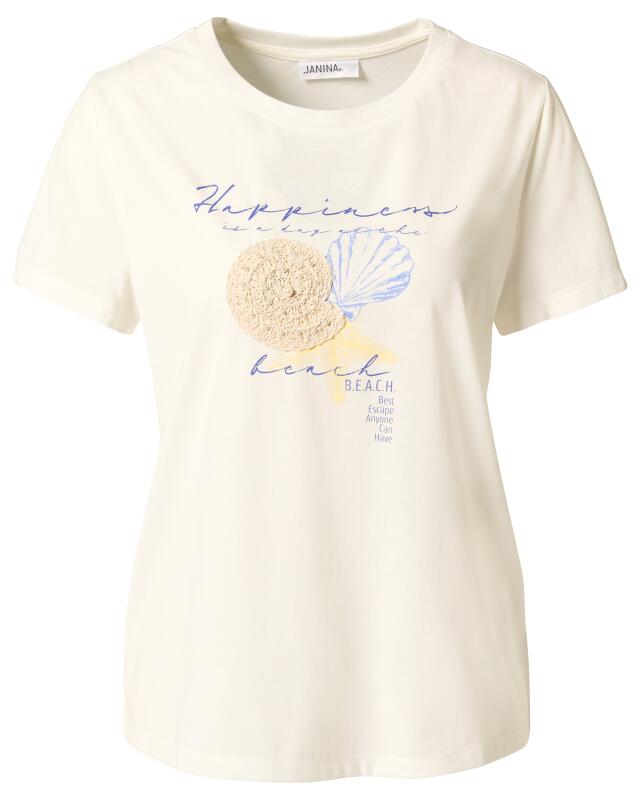 تيشيرت بطبعة صدفة للنساء، أبيض (KiK T-Shirt mit Muschel-Print (weiß)) — KiK, منتج ألماني أصلي في المغرب