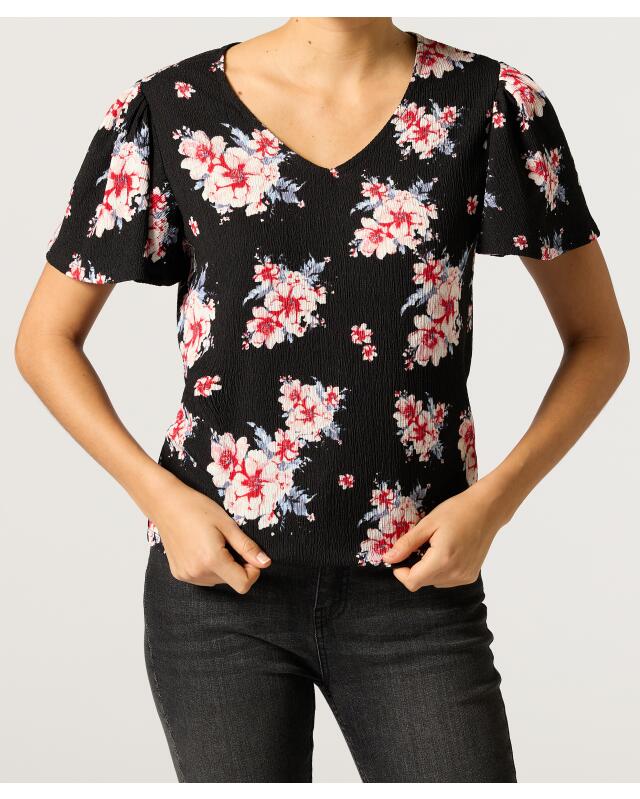 تيشيرت بنسيج محبب للنساء، أسود/أحمر (KiK T-Shirt mit Struktur (schwarz/rot)) — KiK, منتج ألماني أصلي في المغرب