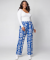 Palazzo broek los blauw bedrukt