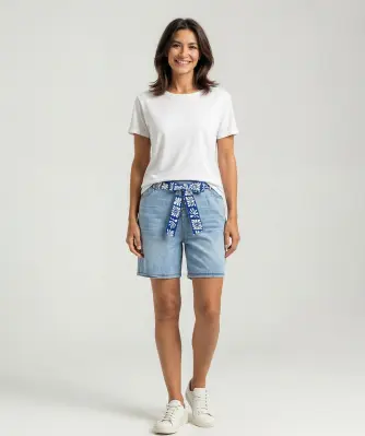 Jeans-Shorts mit Bindegürtel