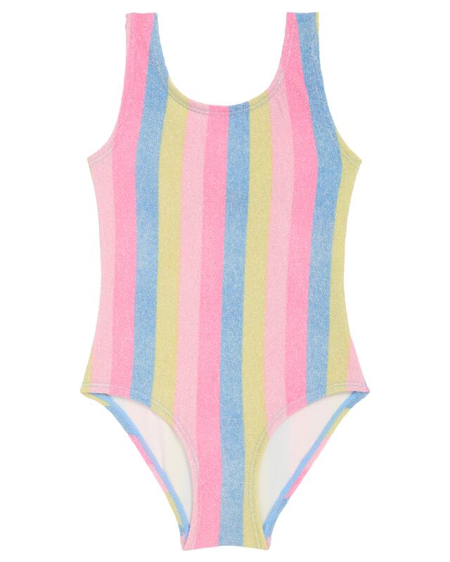 Maillot de bain à rayures multicolores fille, rose clair rayé — KiK, produit allemand authentique au Maroc