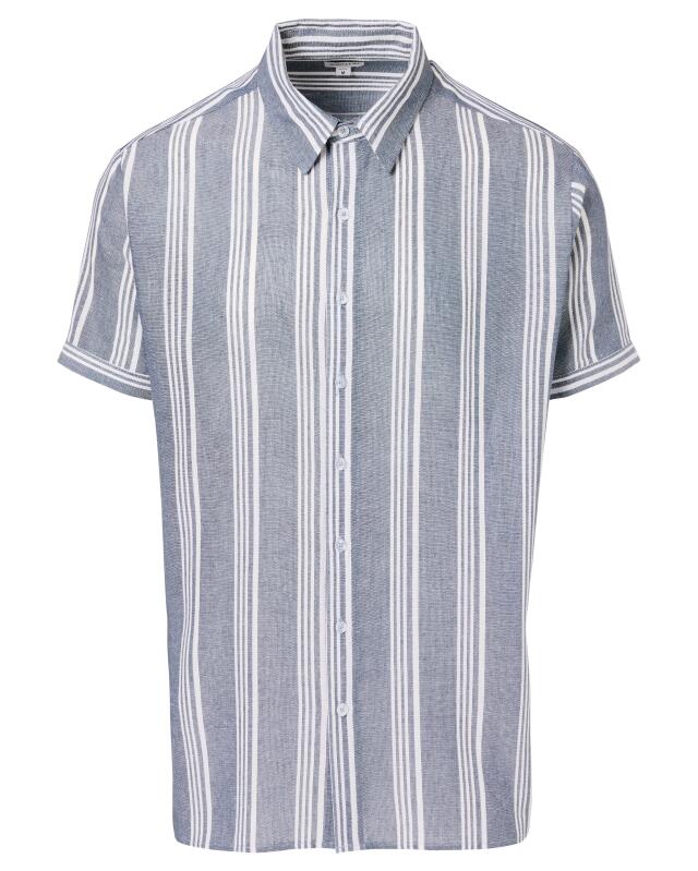 Linen-blend shirt for men, blue/white (KiK Hemd mit Leinenanteil (blau/weiß)) — KiK, authentic German product in Morocco