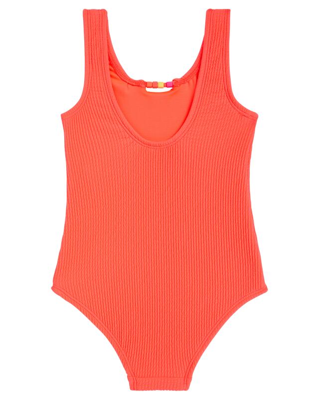 Maillot de bain à perles fille, orange fluo (KiK Badeanzug mit Perlen (neon orange)) — KiK, produit allemand authentique au Maroc