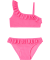Bikini z falbankami neonowy pink