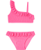 Bikini mit Volantdetails neon pink