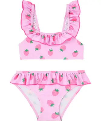 Bikini mit Erdbeerprint und Rüschen