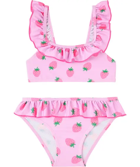 Bikini mit Erdbeerprint und Rüschen