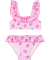 Bikini mit Erdbeerprint und Rüschen rosa
