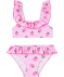 Bikini mit Erdbeerprint und Rüschen rosa