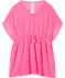 Strandtunika mit Lochmuster neon rosa
