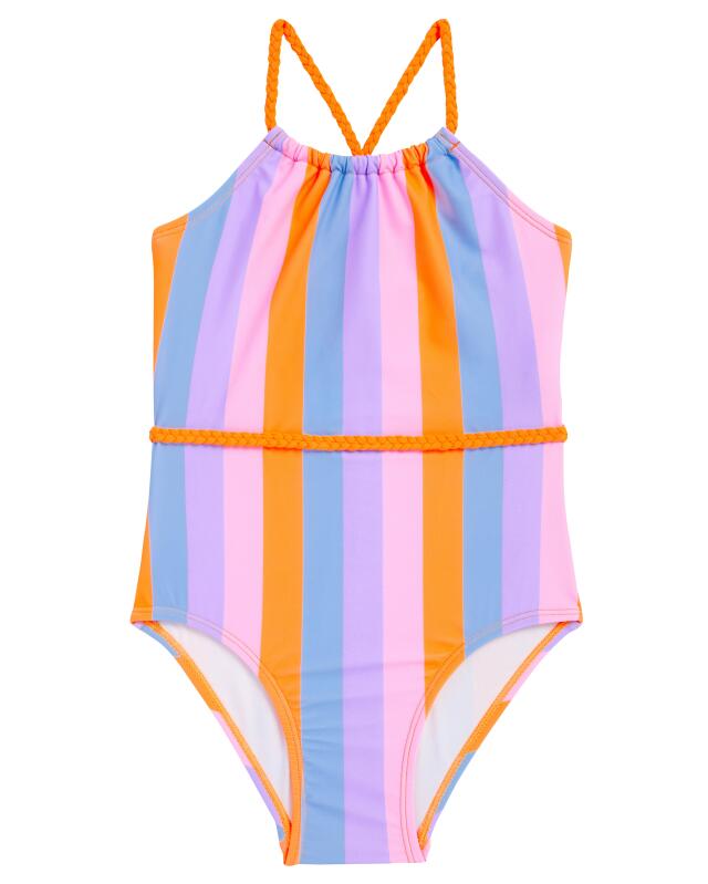 Maillot de bain à détails tressés fille, orange fluo — KiK, produit allemand authentique au Maroc