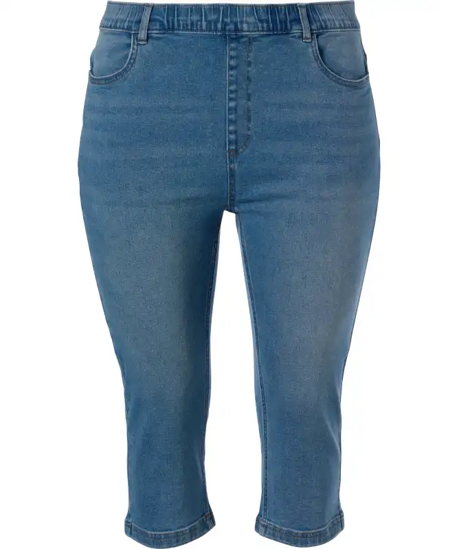 Capri jeans met elastische tailleband