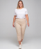 Lockere Hose aus Popeline Beige
