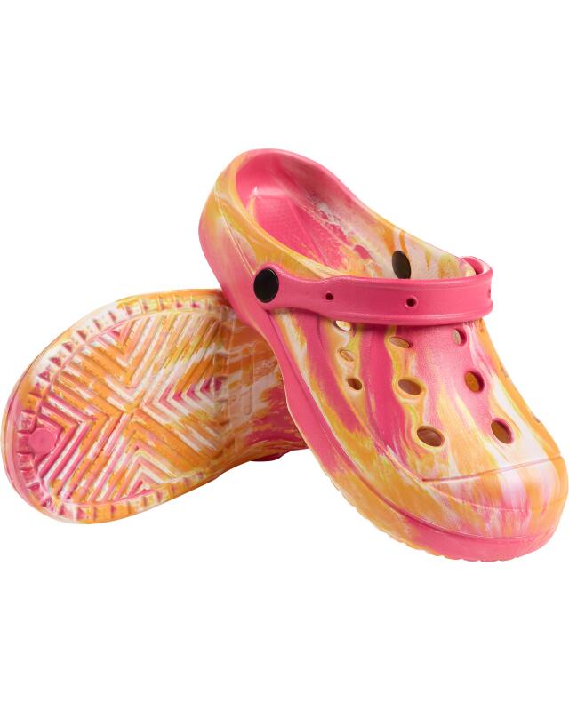 Clogs à enfiler femme, orange à motifs — KiK, produit allemand authentique au Maroc