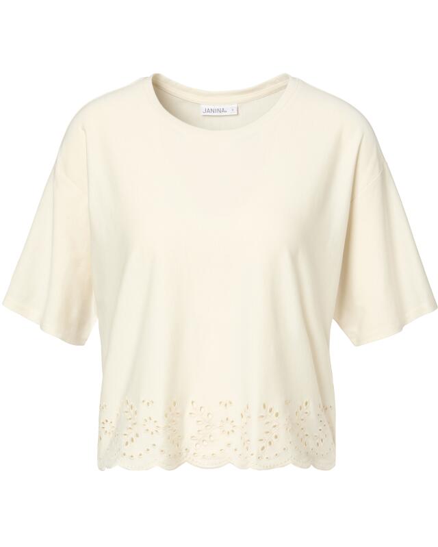 تيشيرت بتطريز مثقب للنساء، بيج (KiK T-Shirt mit Lochstickereien (Beige)) — KiK, منتج ألماني أصلي في المغرب