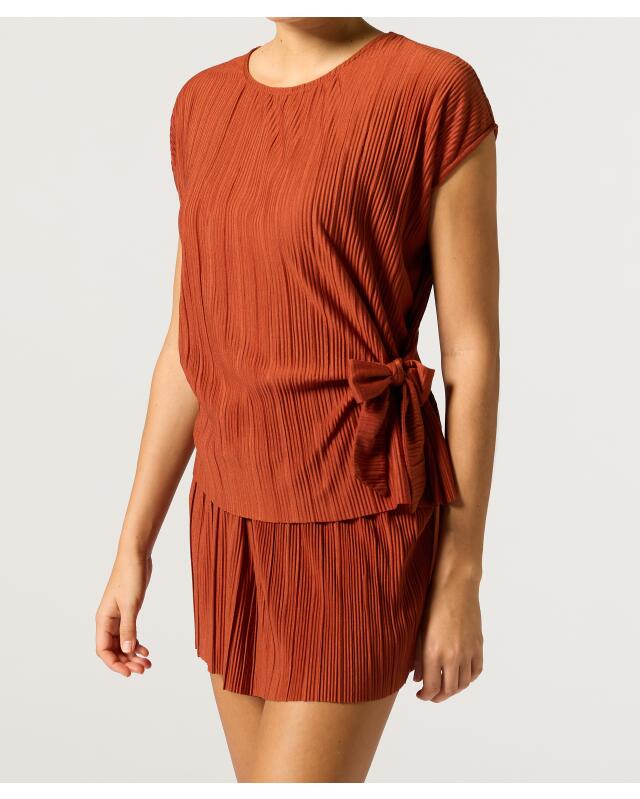 T-shirt à nœud femme, marron rouille (KiK T-Shirt mit Schleife (rostbraun)) — KiK, produit allemand authentique au Maroc