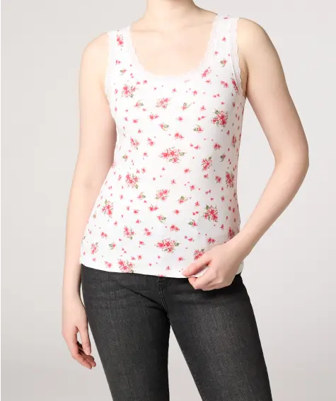 Hemd geribbeld met bloemen