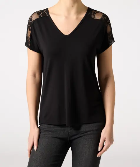 Shirt mit Spitzeneinsätzen