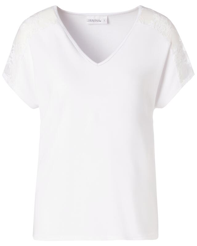 تيشيرت بإضافات من الدانتيل للنساء، أبيض (KiK Shirt mit Spitzeneinsätzen (weiß)) — KiK, منتج ألماني أصلي في المغرب