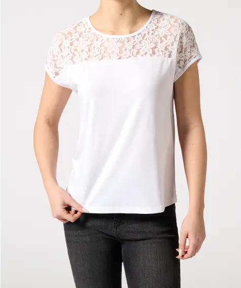 T-Shirt mit Spitzeneinsatz