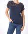 T-Shirt mit Spitzeneinsatz dunkelblau