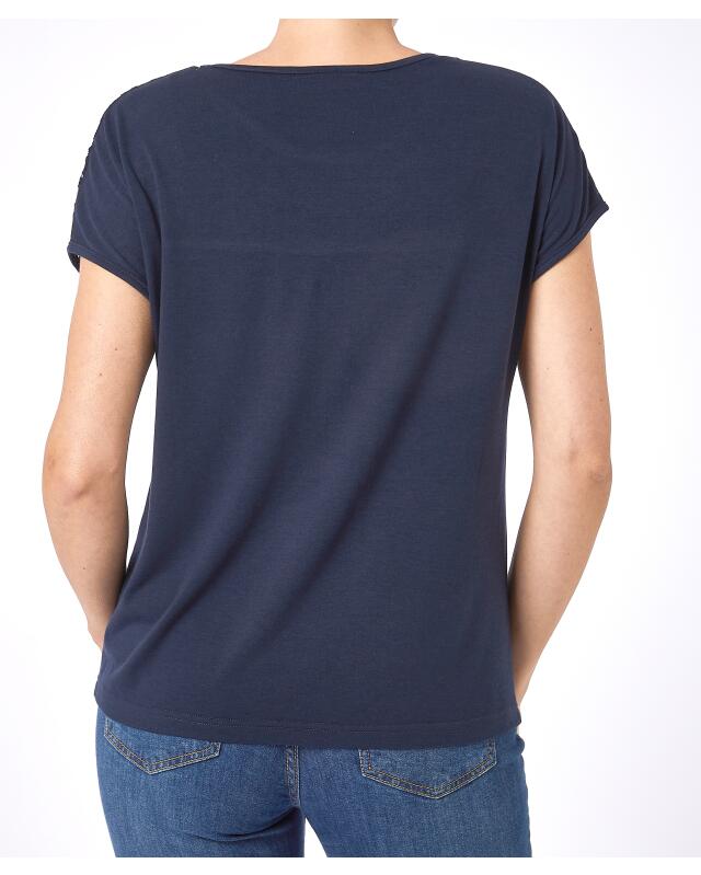 T-shirt à empiècement en dentelle femme, bleu marine (KiK T-Shirt mit Spitzeneinsatz (dunkelblau)) — KiK, produit allemand authentique au Maroc