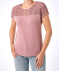 T-Shirt mit Spitzeneinsatz dunkelrosa