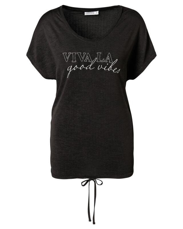 T-shirt with drawstring for women, black (KiK T-Shirt mit Tunnelzug (schwarz)) — KiK, authentic German product in Morocco