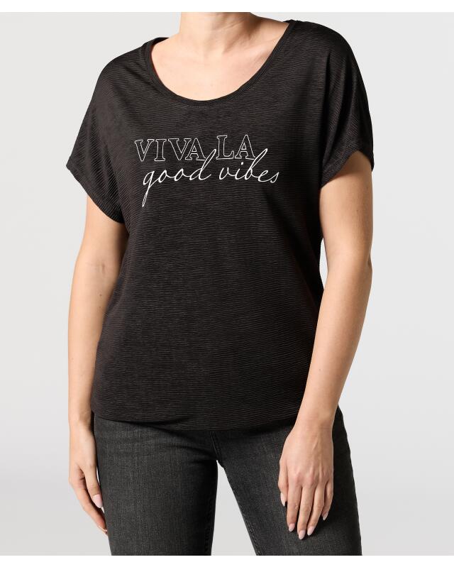 T-shirt with drawstring for women, black (KiK T-Shirt mit Tunnelzug (schwarz)) — KiK, authentic German product in Morocco