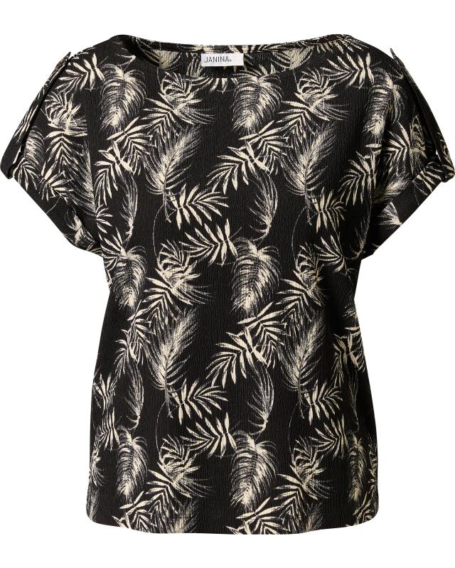 Textured T-shirt for women, black printed (KiK T-Shirt mit Struktur (schwarz bedruckt)) — KiK, authentic German product in Morocco