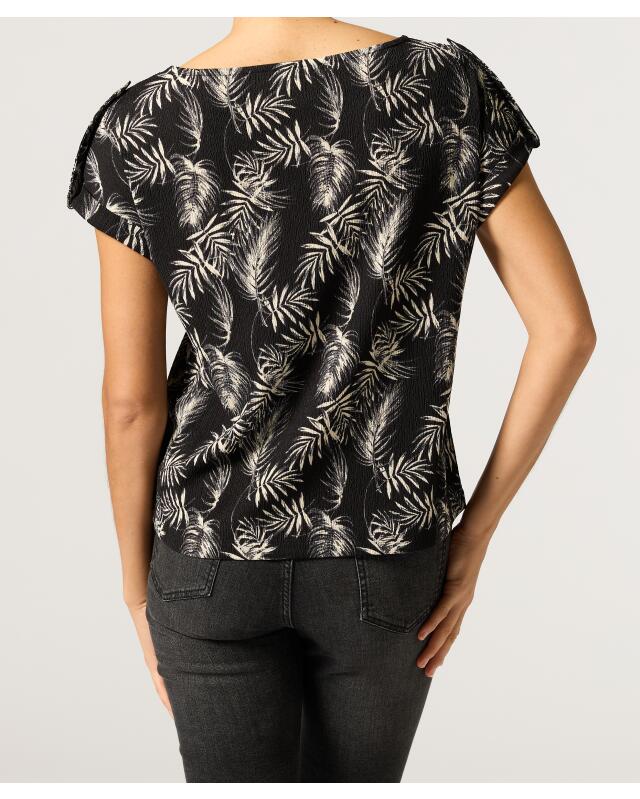 Textured T-shirt for women, black printed (KiK T-Shirt mit Struktur (schwarz bedruckt)) — KiK, authentic German product in Morocco