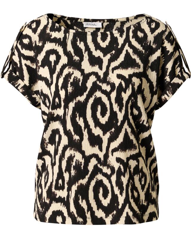 Textured T-shirt for women, black/brown (KiK T-Shirt mit Struktur (schwarz/braun)) — KiK, authentic German product in Morocco