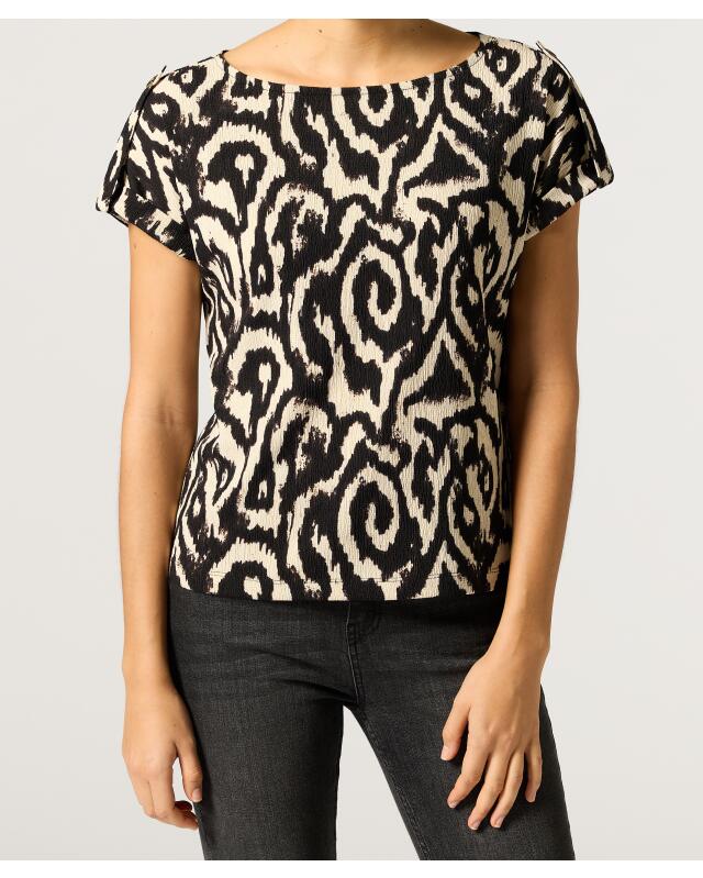 Textured T-shirt for women, black/brown (KiK T-Shirt mit Struktur (schwarz/braun)) — KiK, authentic German product in Morocco
