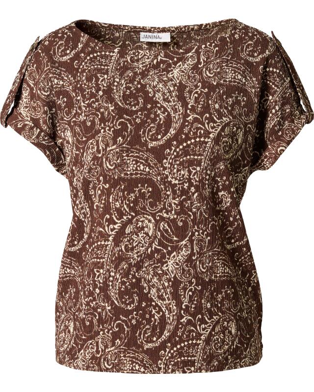 T-shirt texturé femme, marron imprimé (KiK T-Shirt mit Struktur (braun bedruckt)) — KiK, produit allemand authentique au Maroc