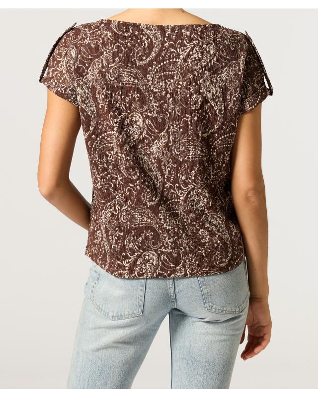 T-shirt texturé femme, marron imprimé (KiK T-Shirt mit Struktur (braun bedruckt)) — KiK, produit allemand authentique au Maroc