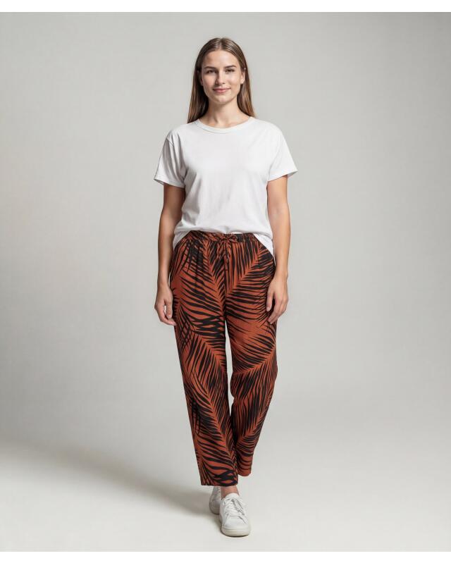 Oversized trousers for women, light brown printed (KiK Hose Oversize (hellbraun bedruckt)) — KiK, authentic German product in Morocco